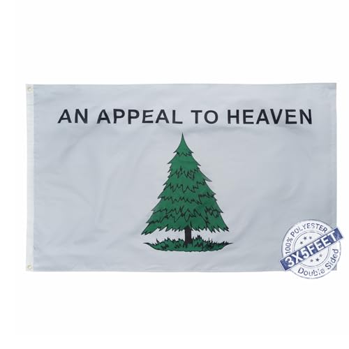 Bradford An Appeal to Heaven Flag 3x5 feet Outdoor Double Sided 3 Ply Polyester Pine Tree Liberty Tree Flags American Liberty Tree Flag with Brass Grommets