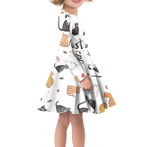 Girls Dress Casual Loose Fit Long Sleeve Fall Dresses Spirng Soft Comy Knee Length Cute Print A Line Twirly Dress4