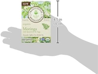 Traditional Medicinals Tea, Organic Moringa Spearmint & Sage - Everyday Wellness - Kosher, Non-GMO, Caffeine-Free - 16 Tea Bags