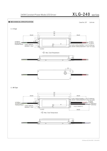 Alimentation LED variable XLG-240-H-AB 240W avec courant réglable 4900mA