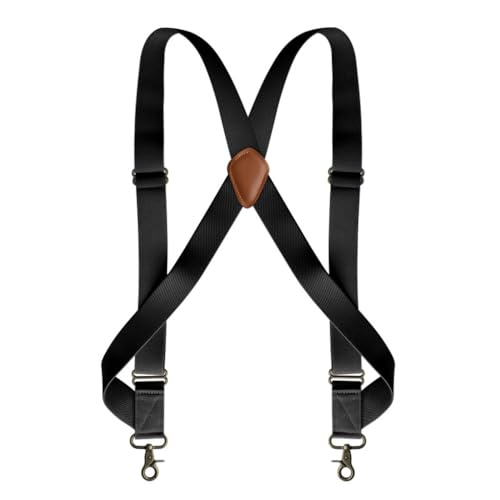 Zambuph Hombre Suspender Flexible Ajustable Hebilla de metal Antideslizante Heavy Duty Color sólido Brace Pantalones Tirantes decorativos, Negro
