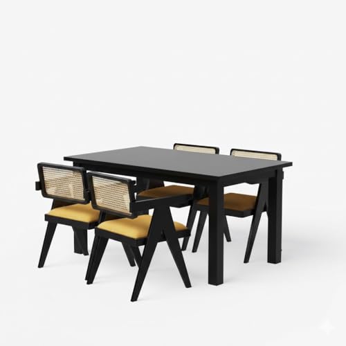 Image of Wooden Dining Table, Oak, Rectangular, Modern Style, 4 Seater, Assembly Required (Walnut, (4 Seter) 1 Table(130 cm x 90 cm x 76 cm))