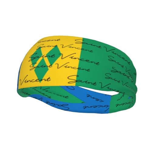 Diadema elástica con la Bandera de San Vicente y Las Granadinas, Ideal para Deportes como Ciclismo, fútbol y Caminar.
