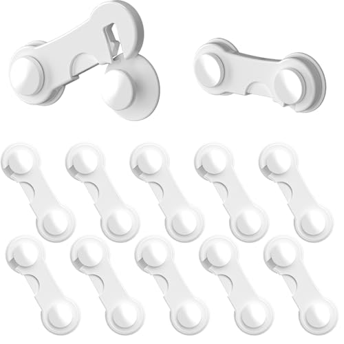 WUBAYI Kindersicherung Schrankschlösser, 12 Stück Push-to-Open Design Baby Schubladensicherungen für Küche Schrank Möbel Ohne Bohren