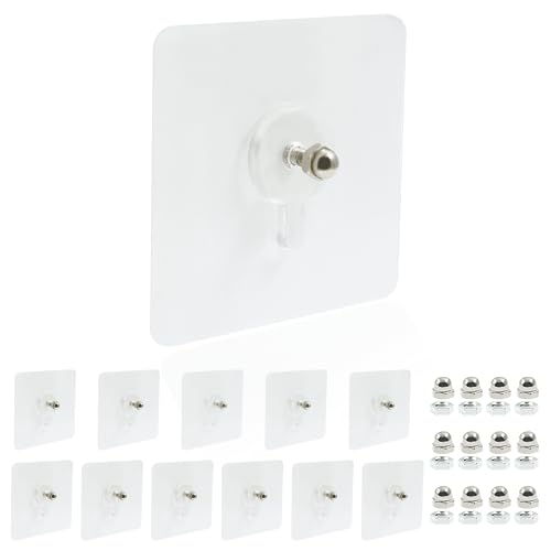 Moicstiy 12 Pcs Shower Caddy Adhesive Hooks, Strong Adhesive Hooks