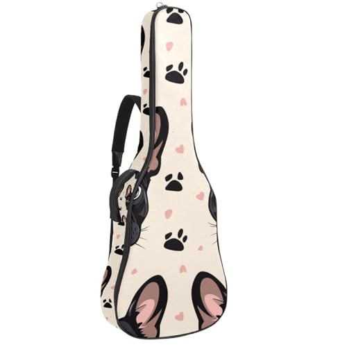 Sac à dos guitare acoustique 109 cm tissu Oxford imperméable, étui souple basse 2 poches imprimé