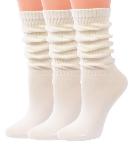 Image of Women's Ruffle Frilly Slouchy Socks, Soft Cotton Cute Solid Color Crew Socks Light Blue