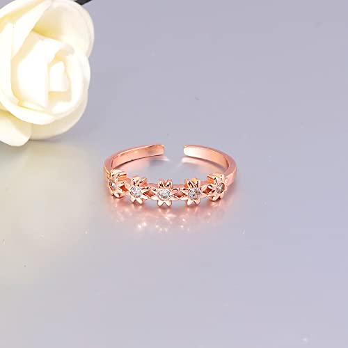 CiNily Christmas Ring 14K Gold Plated Open Eternity Ring | Cubic Zirconia Stacking Bands for Women | Dainty Stackable Rings for Women | Flower Friendship Ring | Promise Band Jewelry Gift for Birthday4