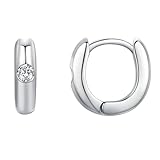 Beydodo Pendientes de aro de platino para mujer 950, pendientes de aro Huggie con moissanit pendientes de boda, Platino, Moissanita