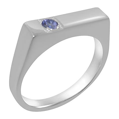 Solid 925 Sterling Silver Natural Tanzanite Mens Heavy Weight Solitaire Band Ring - Size Z Cover