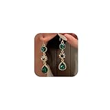 Girlssory Emerald Green Earrings Emerald Green Crystal Dangle Earring Drop Earrings Wedding Bridal Women (Style 2)