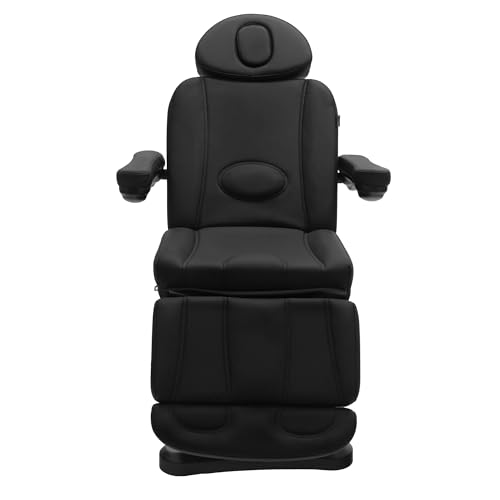 Image of SKINACT Malibu Electric Medical Spa Facial Treatment Chair /Table with 240 Swivel Base, Adjustable Backrest, Leg Rest and Wired Hand Remote Control (Black)