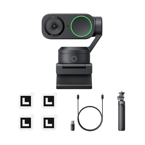 Insta360 Link 2 Tripod Bundle - PTZ 4K Webcam for PC/Mac, 1/2' Sensor, AI Tracking, HDR, AI Noise-Canceling Mic, Gesture Control for Streaming, Video Calls, Gaming, Works with Zoom, Teams, Twitch