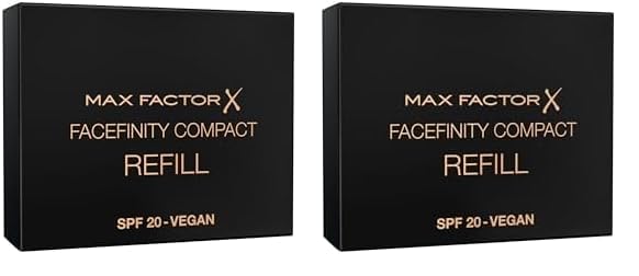 Max Factor Facefinity COMPACT Foundation Refill Warm Porcelain 031, Nachfüll, für ein mattes Finish mit bis zu 24h Halt, vegan (Packung mit 2)