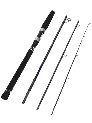 JUPELI 2.1m 4-Piece Travel Spinning Rod – Carbon Fibre, Fast Action Heavy Power Lure Rod (10-68g) for Pike, Perch & Trout