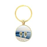 Design unique Porte-clés Verre - Champagne, golden/e