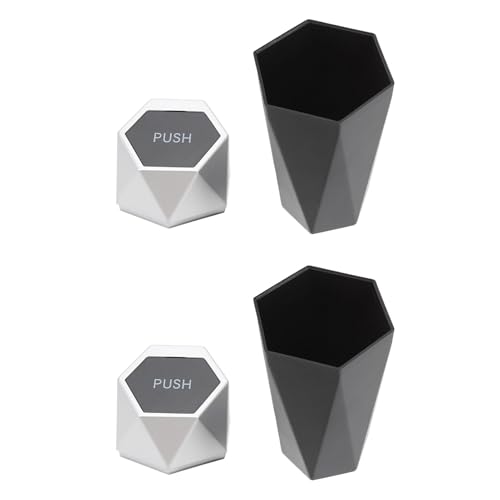 Jeffergarden 車用ゴミ箱 プッシュ式蓋 自動開閉防水 環境に優しいプラスチック製キャンピングカー用に設計しています 車内清潔維持、家庭オフィス使用、トラック運転中 (銀)