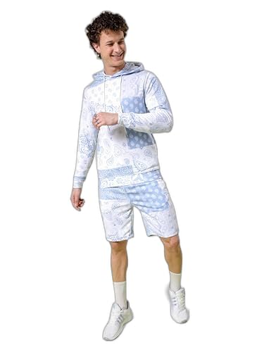 the indian garage co Men Regular Fit Paisley Printed Casual Overhead Hooded Sweatshirt & Shorts Co-ords Set-picture-11