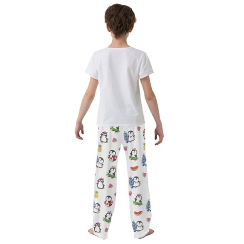 ZZXXB Tropical Penguin Watermelon Boys Long Pants Soft Trousers Elastic Waist Kids Lounge Bottoms with Pockets S-XL3