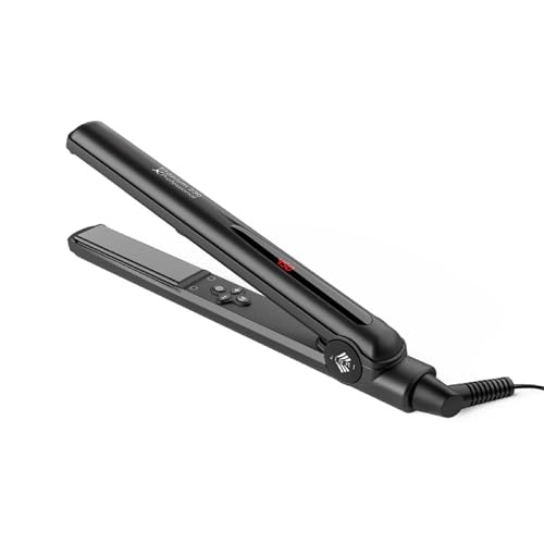 JINRI Professional Salon Flat Iron with 1 Inch Plate Ceramic Tourmaline Ionic Hair Straightener and Curler Auto Shut Off