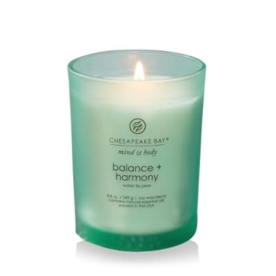 Chesapeake Bay Balance + Harmony Scented Candle, Water Lily Pear Fragrance, 50 Hours Burn Time, Warm & Decorative, Soy Wax Blend