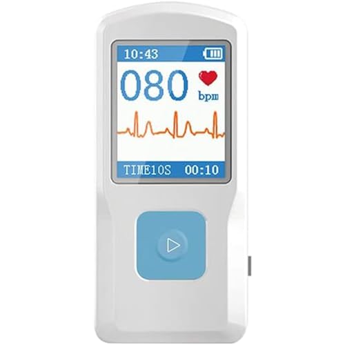 hocvseo Portable ECG Monitor, Personal Heart Rate Monitor, with 1.77-inch LCD Screen, Instant Results In 10 Seconds, 99 Data Storage, with Smartphone, for Home, Travel