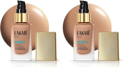 Image of Lakme 9to5 Hya Matte Foundation + Hyaluronic Acid Neutral Honey - 25ml (Pack of 2)