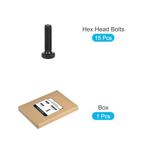 Image of METALLIXITY Hex Bolts (M8-1.25x30mm) 15Pcs, 12.9 Grade Carbon Steel Fully Threaded Black Oxide, Coarse Thread UNC Hex Head Screw Bolt - for Mechanical Repair