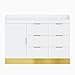OmySalon Salon Station for Stylists, Free Standing Barber Vanity with 6 Drawers, 1 Cabinet & Adjustable Shelves, Large Storage Hair Beauty Furniture for Barbershop, White Gold