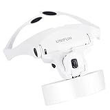 Head Magnifier, UNIFUN Headband Magnifying Glass with Bright LED Light and 5 Replaceable Lenses: 1.0X, 1.5X, 2.0X, 2.5X, 3.5X