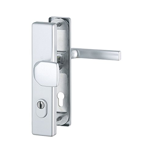Preisvergleich Produktbild HOPPE Haustür Eingangstür Wechselgarnitur DALLAS - Ö-Norm Entfernung 88mm, silber eloxiert, Langschild Profilzylinder für Türstärke 62-72mm, mit Kernziehschutz, Prüfung: RC3 nach EN 1906, 1 Stück Sicherheitsbeschlag