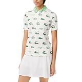 Lacoste Women's Sport Golf Crocodile Print Polo Shirt, Flour/Liamone, 4