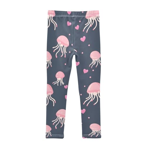 Pink Jellyfish Heart Girls Leggings Soft Stretch Workout Yoga Dance Pants for Kids Casual Tights2