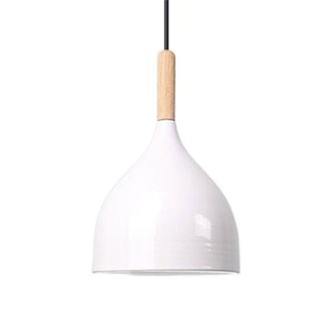 YGZPALH Matte Green Finish Metal Chandeliers Vintage Small E26 Lighting Fixture Nordic Bedroom Pendant Lighting Over Sink Lamp Fixtures for Kitchen Island, Farmhouse, Dining Room, with Oak Accent