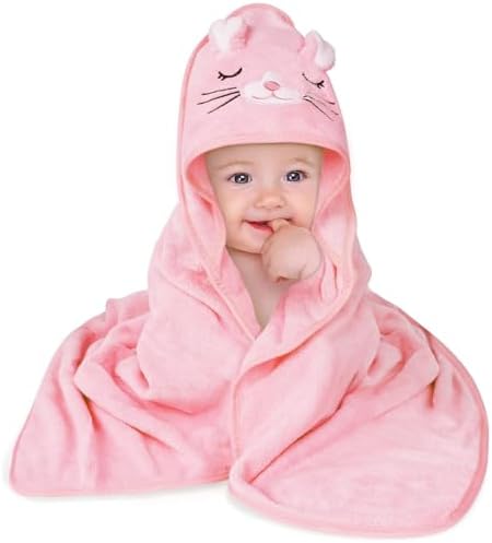 Toalha Banho Capuz Bichinho Bordado Roupão Bebê Recém Nascido Infantil Criança Bordado (Rosa)