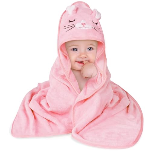 Toalha de Banho para Bebê com Capuz e Bordado de Animal
