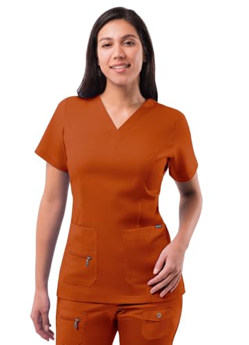 Adar Pro Scrubs pour femmes - Tunique V-Neck élevée P4212 - Cannelle - XS