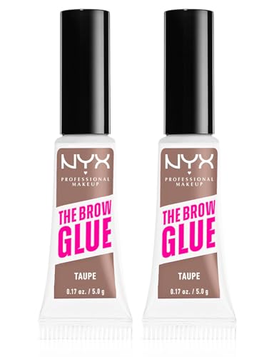 NYX Professional Makeup The Brow Glue Gel Sopracciglia Fissante Istantaneo Effetto Laminazione Tenuta 16h Tonalità Taupe - 2 Flaconi da 5g