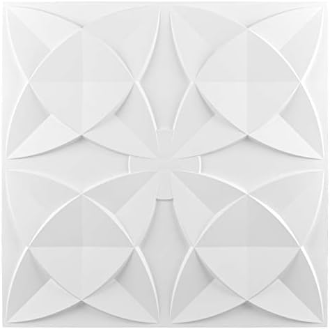 Art3d Decorative Ceiling Tile 2x2 Glue up, Suspended Ceiling Tile Pack of 12pcs White Floral