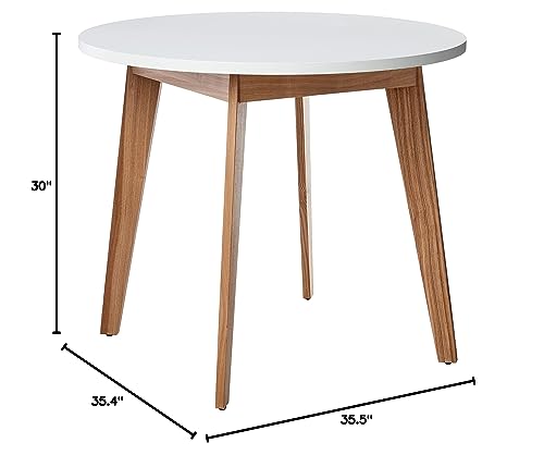 Amazon Brand - Rivet Noah Round Modern Ash Dining Table, White, 35.4"D x 35.5"W x 30"H