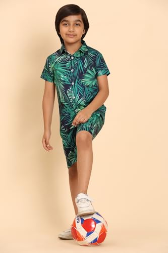 Image of Boys Printed Casual Shirt Short Sleeve Button Down Beach Shirt for Kids