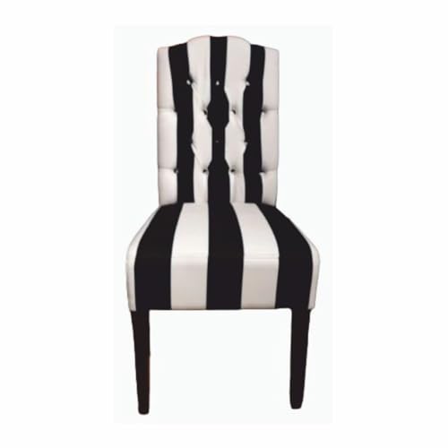 Casa Padrino Silla de comedor con rayas blanco/negro H. 106 cm - Muebles de comedor