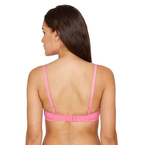 Image of Zivame Beautiful Basics Padded Non Wired 3 /4th Coverage Tshirt Bra for Women - Ibis Rose