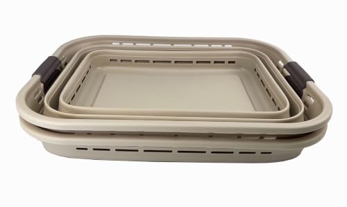 Image of SAMMART 42L (11 gallons) Collapsible Plastic Laundry Basket - Portable Pop Up Storage Container /Organizer - Portable Hamper - Space Saving Easy Storage (Apricot /Brown (Set of 2))
