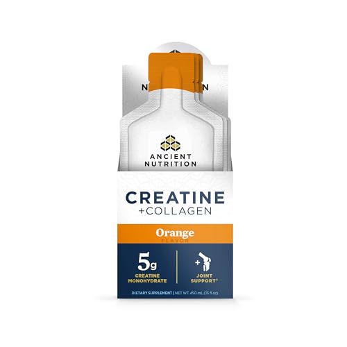 Ancient Nutrition 5g Creatine Monohydrate + Collagen Gel Pack, Orange - image 1