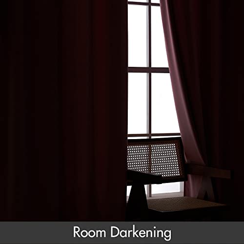 Image of MIULEE Pink Blackout Velvet Curtains Drapes 96 Inch Long 52 inchx96 inch Bedroom | Luxurious Bedroom Living Room Decor, Room Darkening, Thermal Insulated, Rod Pocket Design, Super Soft Fabric