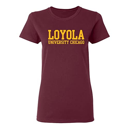 UGP Campus Apparel LS01 - Loyola Chicago Ramblers Basic Block Womens T Shirt - Large - Maroon