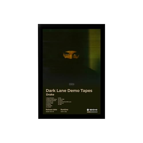 Image of BLINKART Drake- Dark Lane Demo Tapes Wall Photo Frames | Wall Art for Bedroom, Living Room, Studio or Office | Album Cover Print with Spotify Song Link QR Code | Gift for Fans - 8x12 In