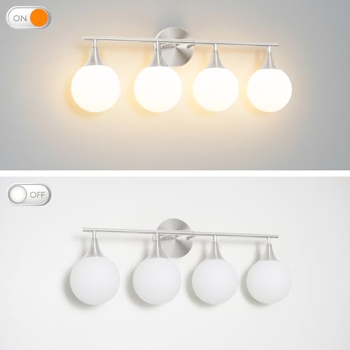 Image of Modern Brushed Nickel Bathroom Vanity Light - Energy Efficient G9 Base Bathroom Lighting Fixtures Over Mirror, Anti-Glare 26 Inch Soft Illumination for Makeup & Shaving, Stylish and Affordable
