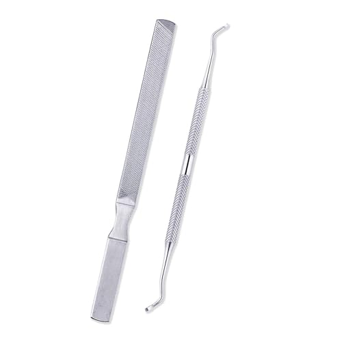 2PCS Toe Nail Files for Fungal Thick Nails,Long Steel Nail File for Onychomycosis, Fungal & Ingrown Nails – Dual-Ended Toenail Lifter,Nail Tools for Men & Women's (Silver, Count, 1, 80/80 Grit)
